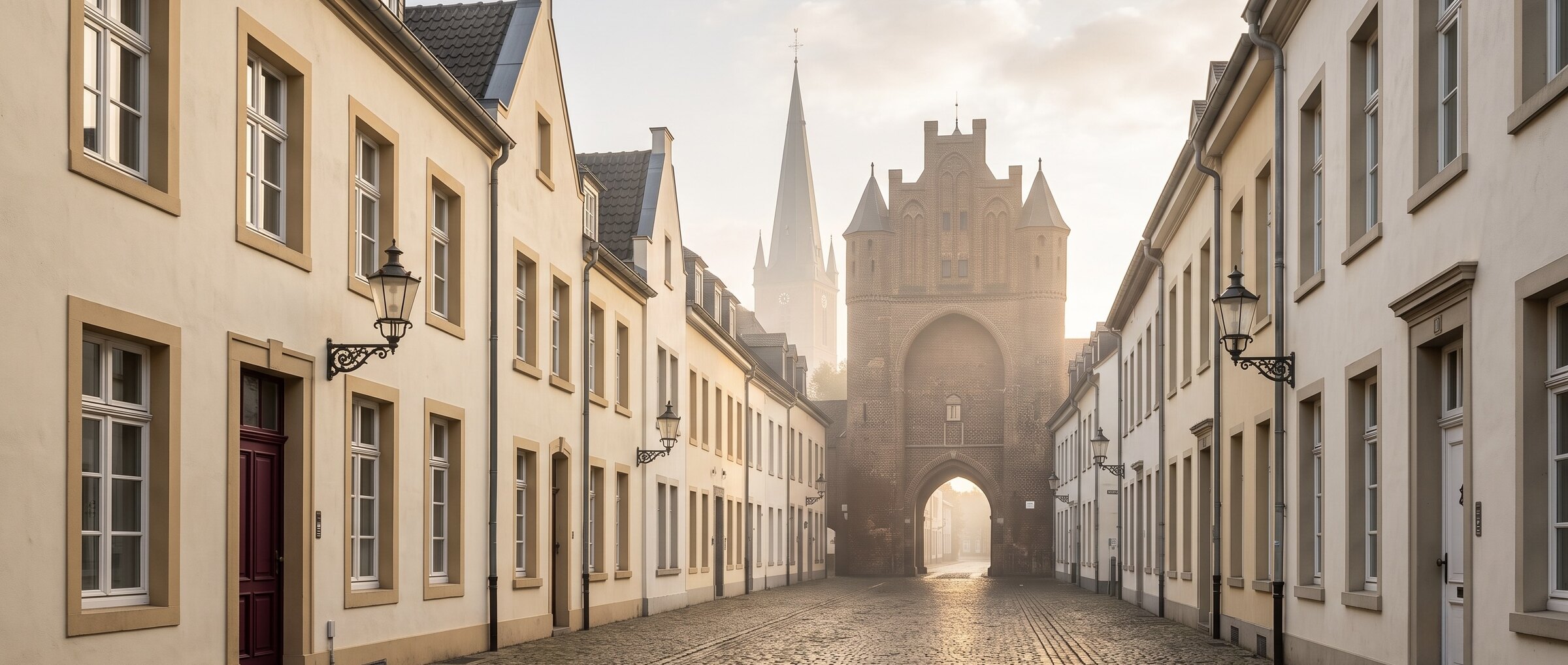 Historische Altstadt von Kempen am Morgen