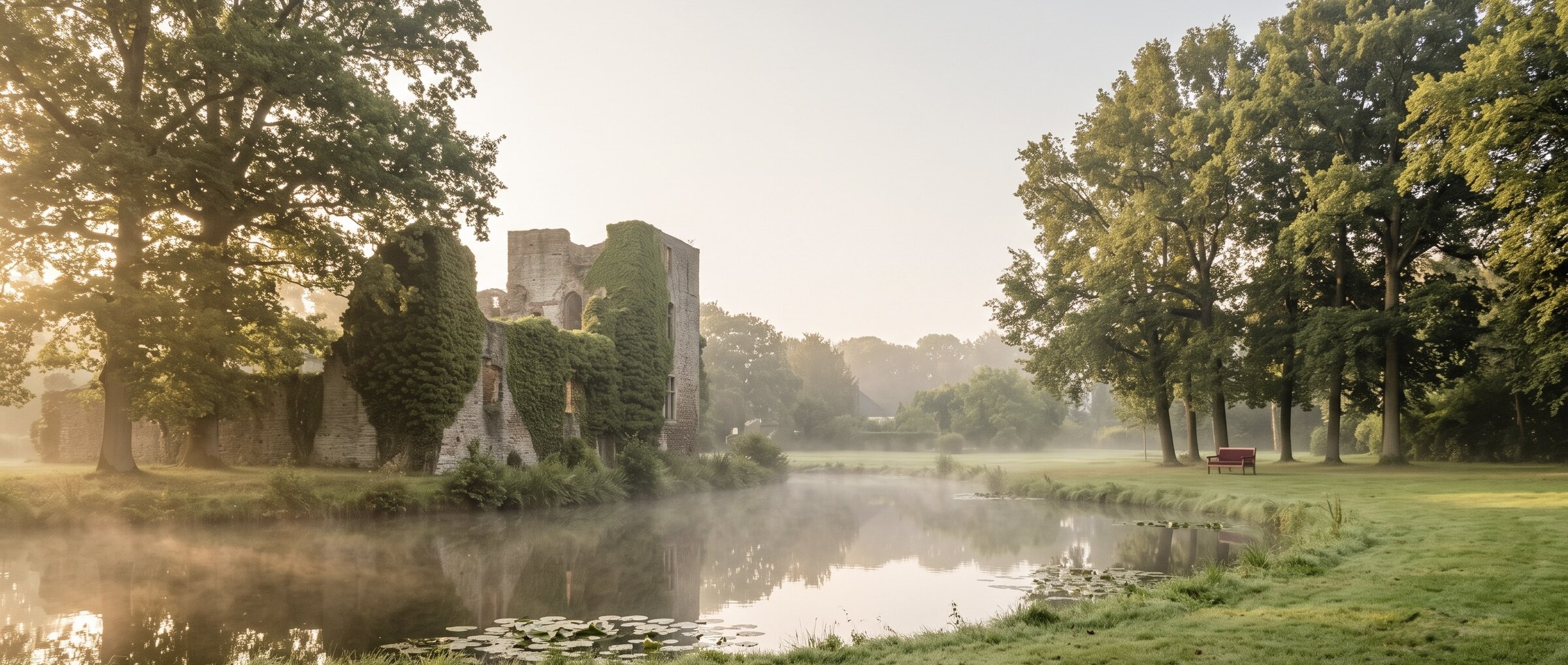 Burg H&uuml;ls in Krefeld im Morgenlicht