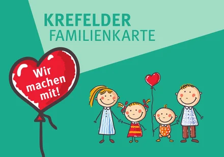 Wir machen mit: Signet der Krefelder Familienkarte f&uuml;r teilnehmende Unternehmen