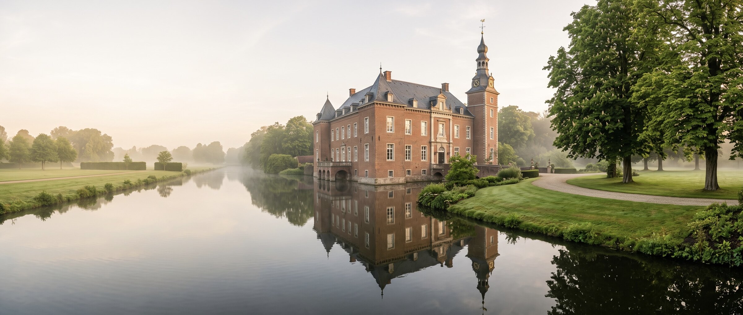 Schloss Neersen in Willich im Morgenlicht